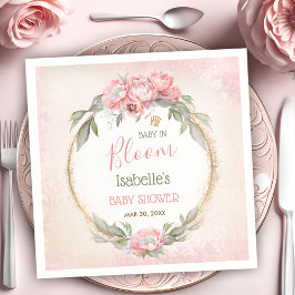 Baby i Bloom Elegant Rosa Blommigt Girl Baby Showe Pappersservett
