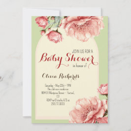 Baby i Bloom Elegant Rosa Flower Baby Shower in Inbjudningar