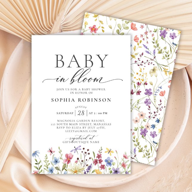 Baby i Bloom Elegant Wildblomma Baby Shower Inbjudningar (Skapare uppladdad)