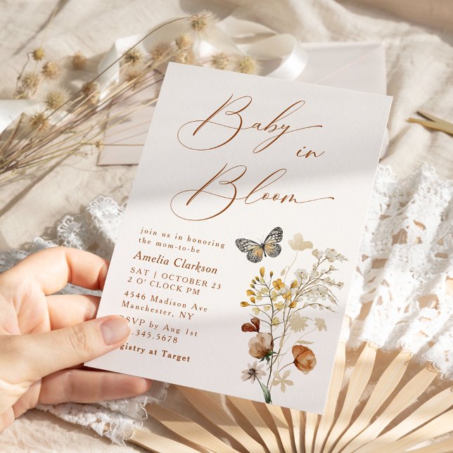 Baby i Bloom Elegant Wildblomme Baby Shower Inbjudningar (Skapare uppladdad)