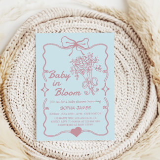 Baby i Bloom - Elegantens Blommigt Babykläder Inbjudningar