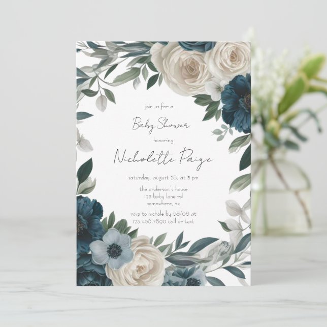 Baby i Bloom: En Garden-inspirerad babyåkare Inbjudningar (Stående Fram)