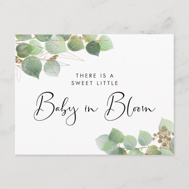 Baby i Bloom Eucalyptus Sprinkle Inbjudan Vykort (Framsida)
