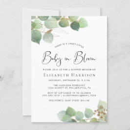Baby i Bloom Eucalyptus Watercolor Shower Inbjudningar