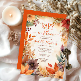Baby i Bloom Fall Blommigt Ram Baby Shower Inbjudningar