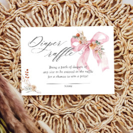 Baby i Bloom Fall Blommigt Rosa Bow Diaper Raffle Tilläggskort