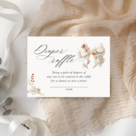 Baby i Bloom Fall Blommigt White Bow Diaper Raffle Tilläggskort