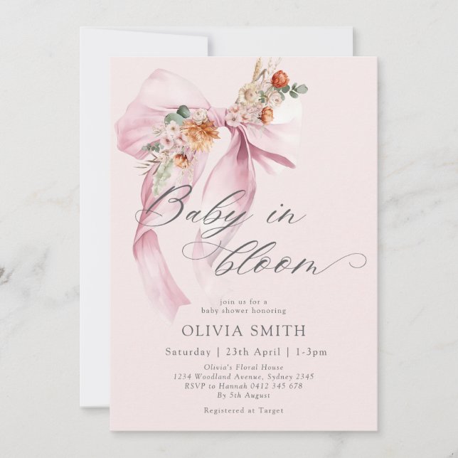 Baby i Bloom Fall Garden Baby Shower Inbjudningar (Framsida)