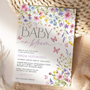 Baby i Bloom Fjärils Baby Shower Inbjudningar