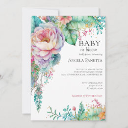 Baby i Bloom Flicka Baby Shower Inbjudningar