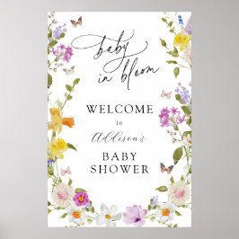 Baby i Bloom Flower Baby Shower Välkomstskylt Poster