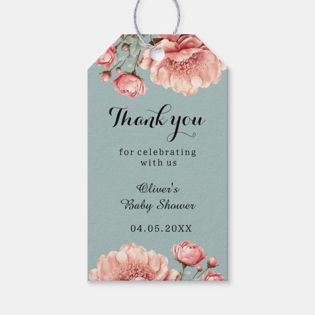 Baby i Bloom Flower Ro Rosa Baby Show Tack Presentetikett (Framsidan)
