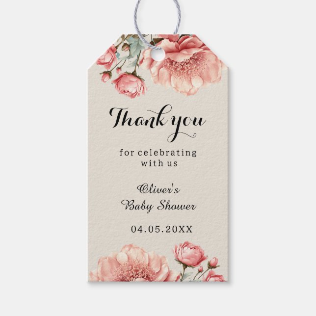 Baby i Bloom Flower Ro Rosa Baby Show Tack Presentetikett (Framsidan)