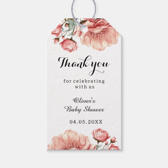 Baby i Bloom Flower Ro Rosa Baby Show Tack Presentetikett (Framsidan)
