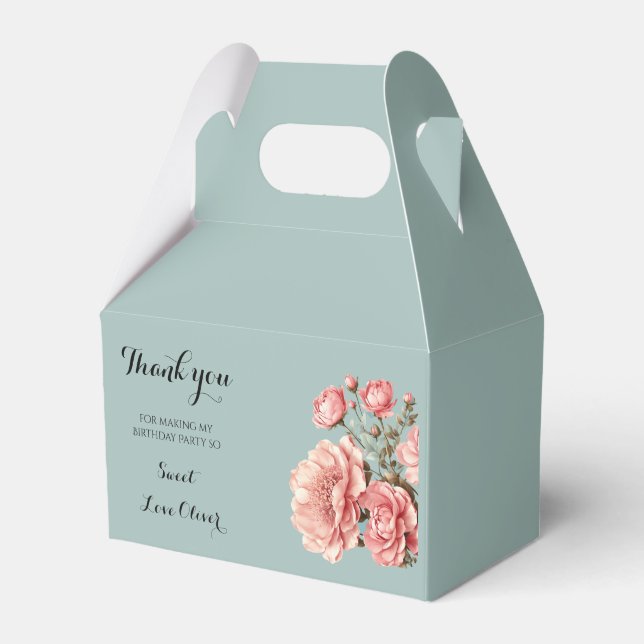 Baby i Bloom Flower Ro Rosa Baby Shower Presentaskar (Framsidan Sidan)