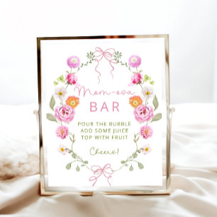 Baby i Bloom Flowers Rosa Bow Momosa Pub Poster