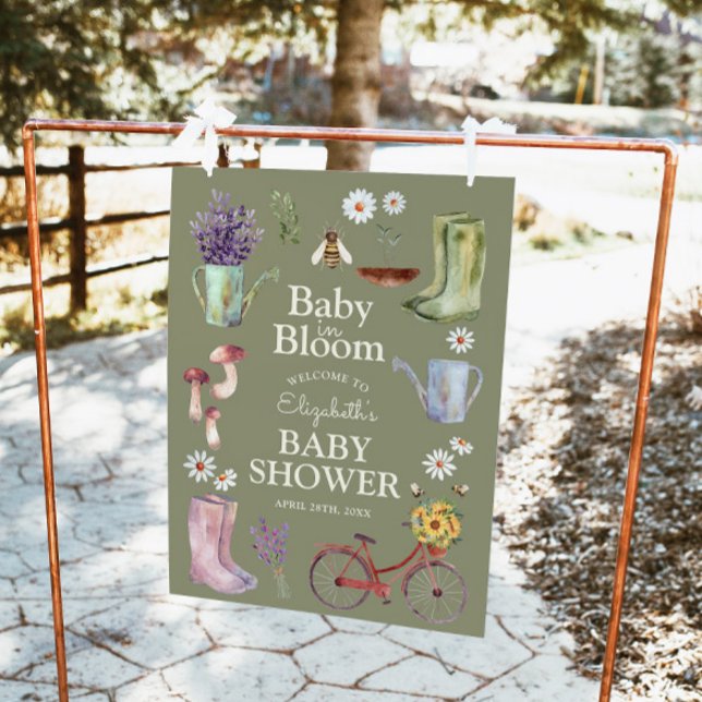 Baby i Bloom Garden Baby Shower Välkomstskylt Poster (Skapare uppladdad)