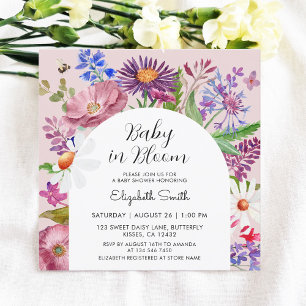 Baby i Bloom Garden Blommigt Baby Shower Inbjudningar