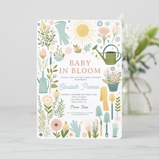 Baby i Bloom Garden Flowers Colorful Baby Shower Inbjudningar (Skapare uppladdad)