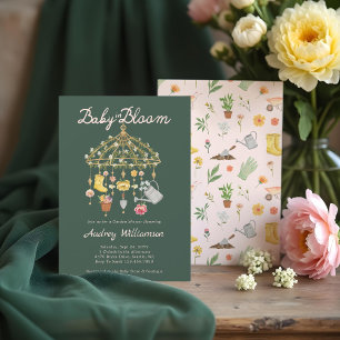Baby i Bloom Garden Greenhouse Mobile Baby Shower Inbjudningar