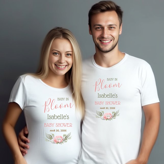Baby i Bloom Girl Baby Shower Pares T Shirt (Baby In Bloom Girl Baby Shower Parents T-Shirt)