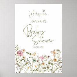 Baby i Bloom Girl Baby Shower Välkommen Poster
