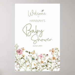Baby i Bloom Girl Baby Shower Välkommen Poster
