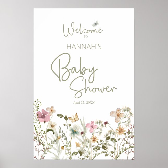 Baby i Bloom Girl Baby Shower Välkommen Poster (Framsidan)