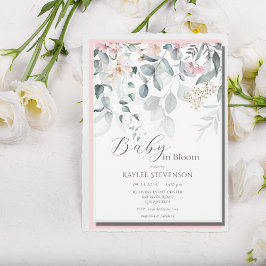 Baby i Bloom Girl Blommigt Modern Baby Shower Inbjudningar