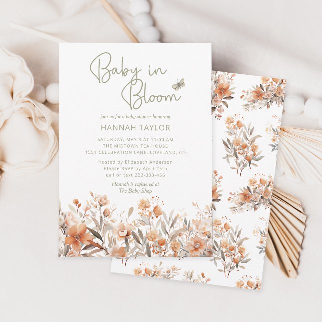 Baby i Bloom Girl Boho Baby Shower Inbjudningar (Skapare uppladdad)