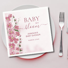 Baby i Bloom Girl Rosa Blommigt Shower Pappersservett