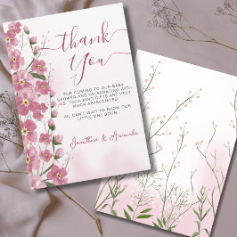 Baby i Bloom Girl Rosa Blommigt Shower Tack Kort