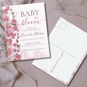 Baby i Bloom Girl Rosa Blommigt Shower Vykort