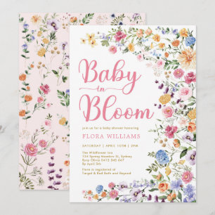 Baby i Bloom Girl Shower Inbjudningar