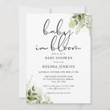 Baby i Bloom Greenery Blommigt Baby Shower