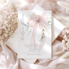 Baby i Bloom Greenery Bow Elegant Baby shower Inbjudningar