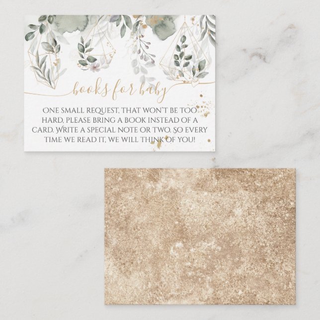 Baby i bloom Greenery & Guld Baby Shower bok Tilläggskort (Fram/baksida)