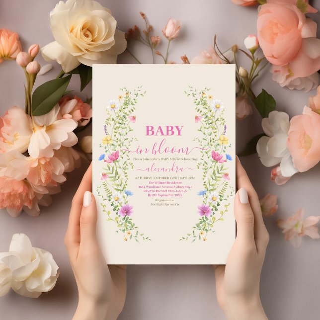 Baby i bloom Greenery & Guld Baby Shower Inbjudningar (Skapare uppladdad)