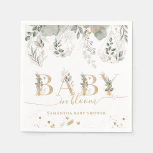 Baby i bloom Greenery & Guld Baby Shower Pappersservett