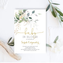 Baby i Bloom Greenery-inbjudan