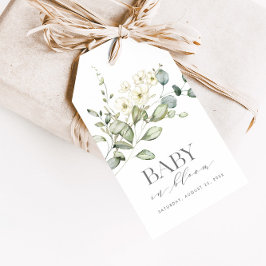 Baby i Bloom Grönt White Foliage Favor Presentetikett