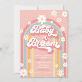 Baby i Bloom Groovy Daisy Regnbåge Baby Shower Inbjudningar