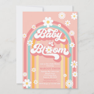 Baby i Bloom Groovy Daisy Regnbåge Baby Shower Inbjudningar