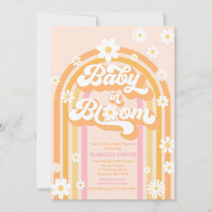 Baby i Bloom Groovy Daisy Regnbåge Baby Shower Inbjudningar