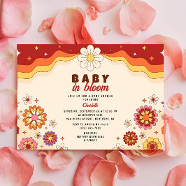Baby i Bloom Groovy Retro Hippie Flowers Inbjudningar