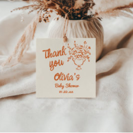 Baby i Bloom Hand plockade Blommigt Baby Shower Gåvor Etiketter