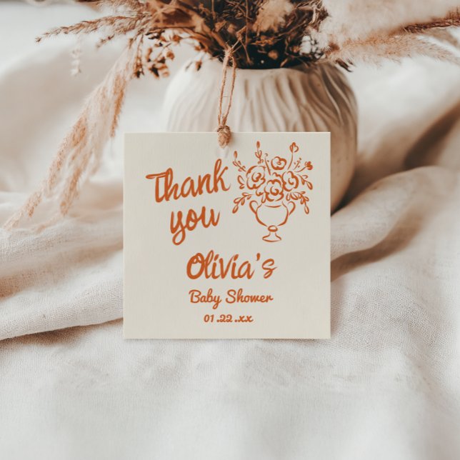 Baby i Bloom Hand plockade Blommigt Baby Shower Gåvor Etiketter (Skapare uppladdad)