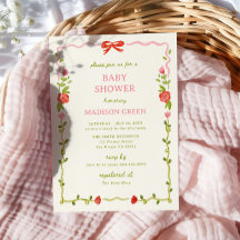 Baby i Bloom Hand plockade Blommigt Bow Baby Showe