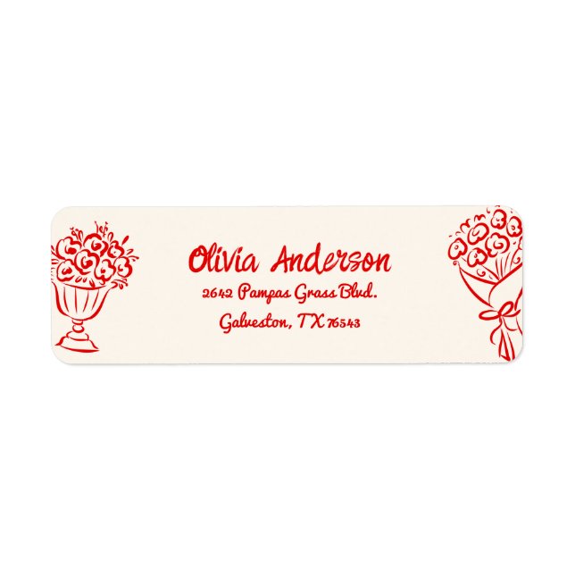 Baby i Bloom Hand plockade Blommigt Modern babysku Returadress Etikett (Framsidan)