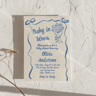 Baby i Bloom Hand plockade Flower Bouquet Shower Inbjudningar